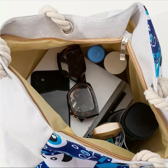 Evil Eye Tote Bag w/ Rope Handle - Picture 4 of 4